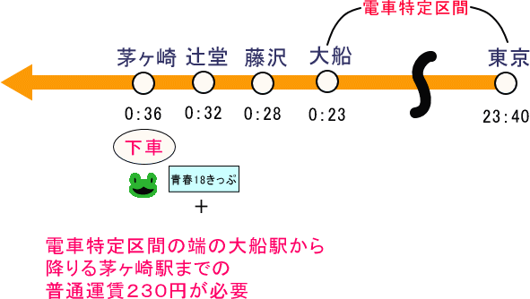 青春18きっぷのほかに、電車特定区間の端の駅から降りる駅までの乗車券が必要